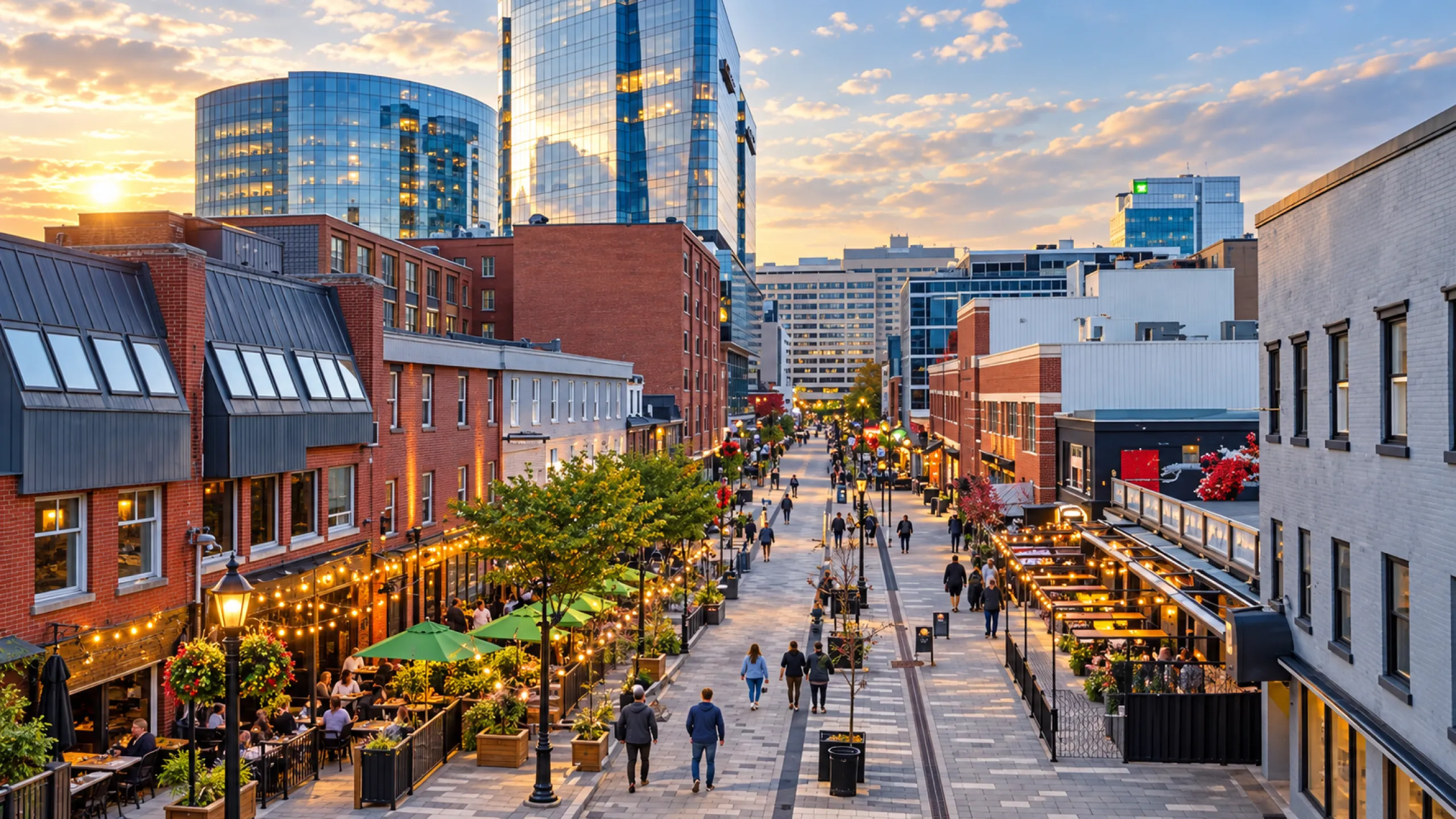 A downtown Halifax street in the evening